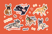 French bulldogs set + sticker pack, an Animal Illustration by PaperTrident (Thumbnail 2 of 11)