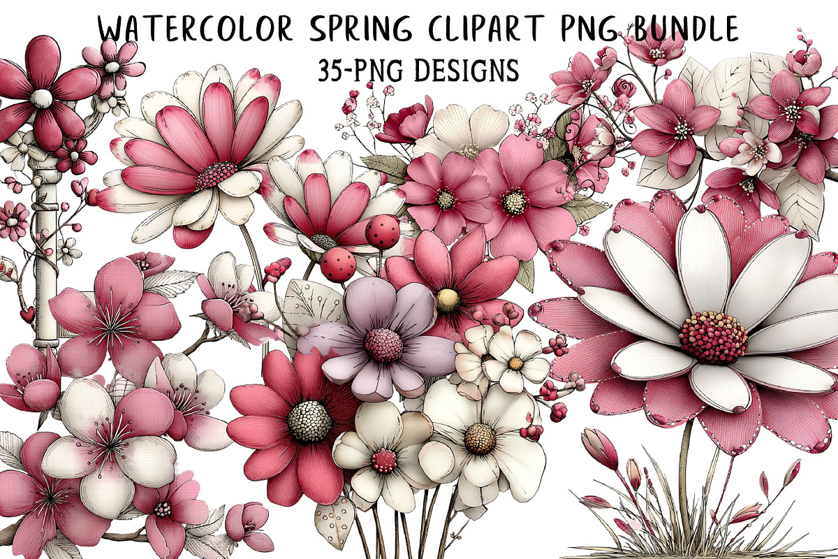 Watercolor Spring Clipart Png Bundle, an Illustration by Daily.Designs (Photo 1 of 8)
