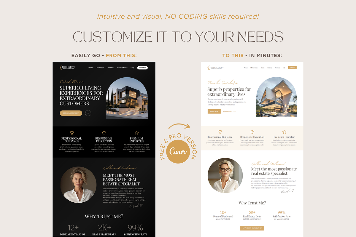 Real Estate Canva Website Template, a Landing Page Template by vectorocean