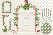 Christmas mistletoe clipart, a Seasonal Illustration by Vasmila (Thumbnail 1 of 6)