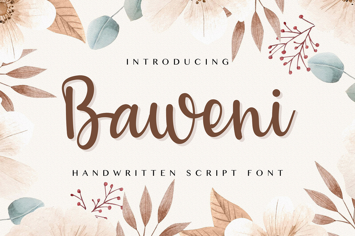 Baweni - Handwritten Script Font, a Script Font by StringLabs (Photo 1 of 9)