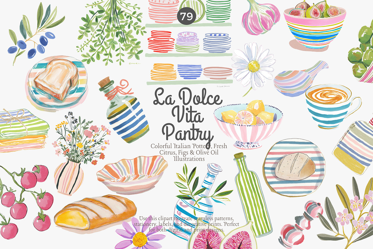 La dolce vita pantry clipart set, a Decorative Illustration by Patishop Art (Photo 1 of 10)