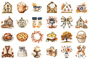 Watercolor Autumn Residence Clipart, a Seasonal Illustration by designcity5 (Thumbnail 2 of 5)