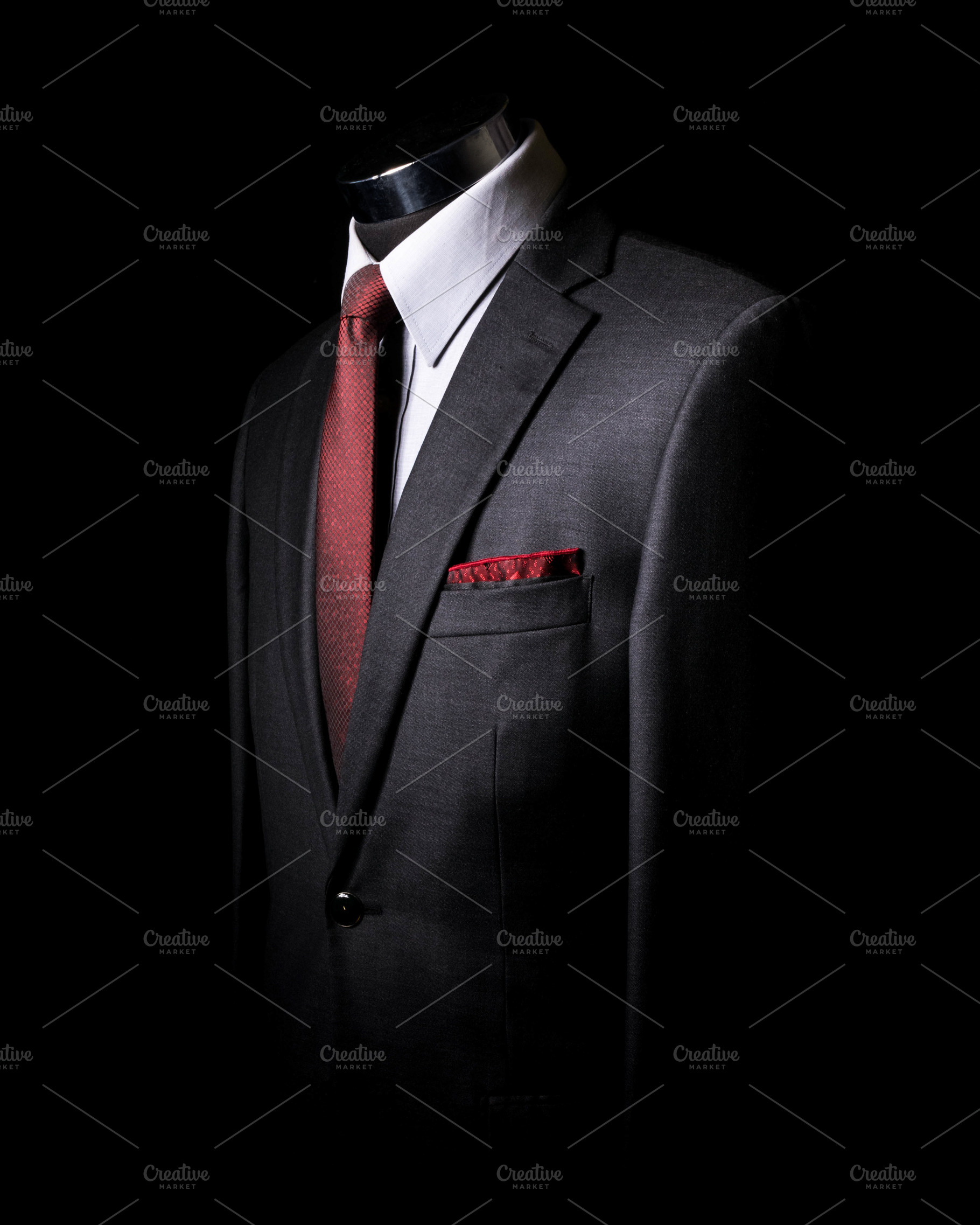 Elegant Black Suit with Red Tie, a Business Photo by Re-5 Photography