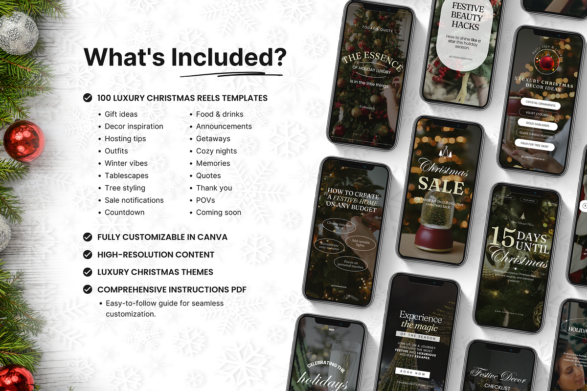100 Luxury Christmas Reels Templates, a Social Media Template by DigiPax (Photo 2 of 10)