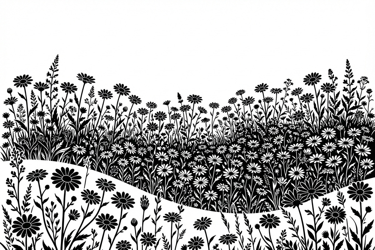 60 Daisy Flower Field Silhouette, a Seasonal Illustration by Amazin_art (Photo 9 of 35)