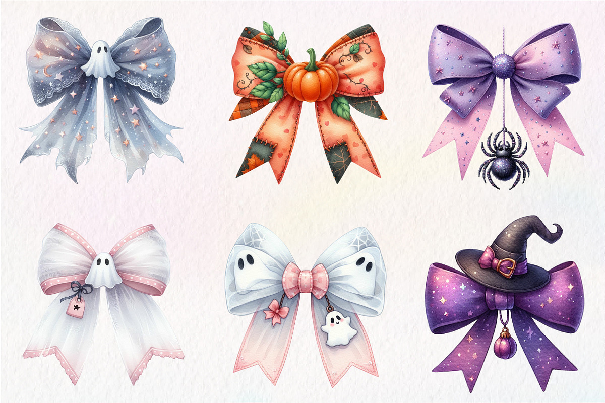 Halloween Coquette Bow Clipart, an Illustration by CreationArt (Photo 2 of 5)