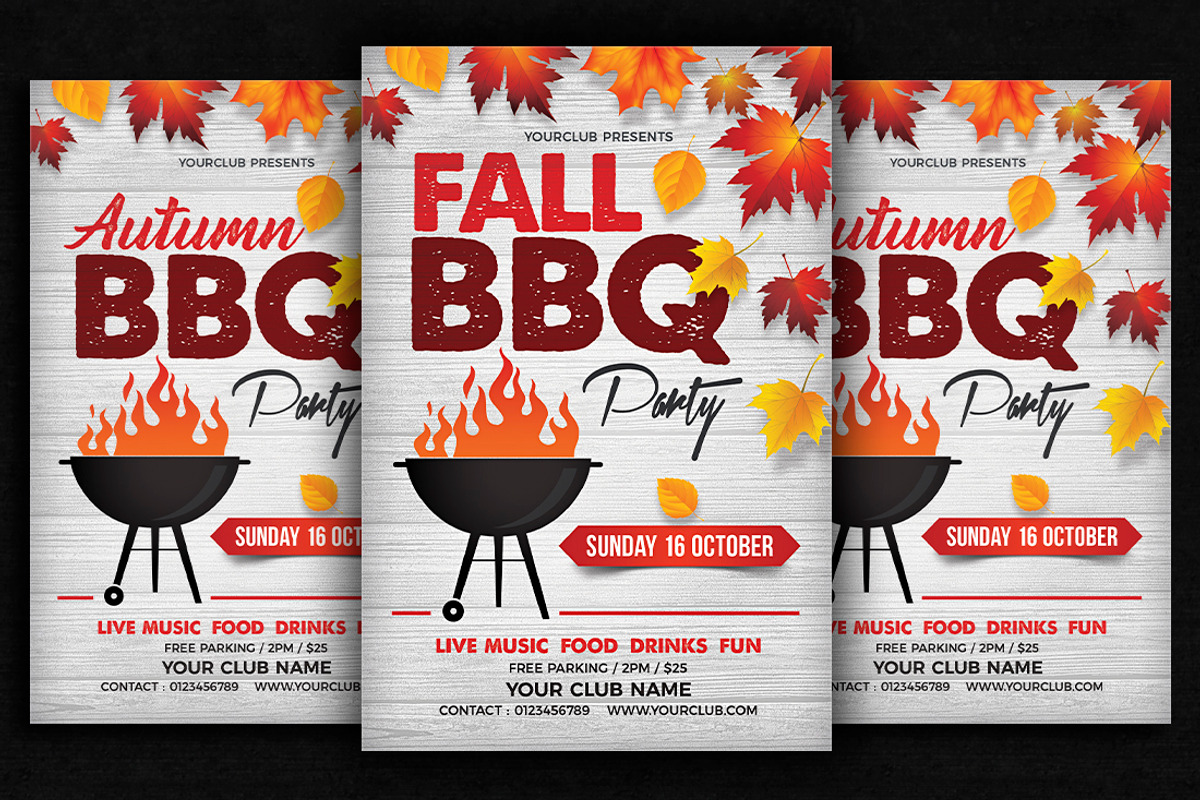 Fall Autumn BBQ Flyer, a Flyer Template by DesignWorkz
