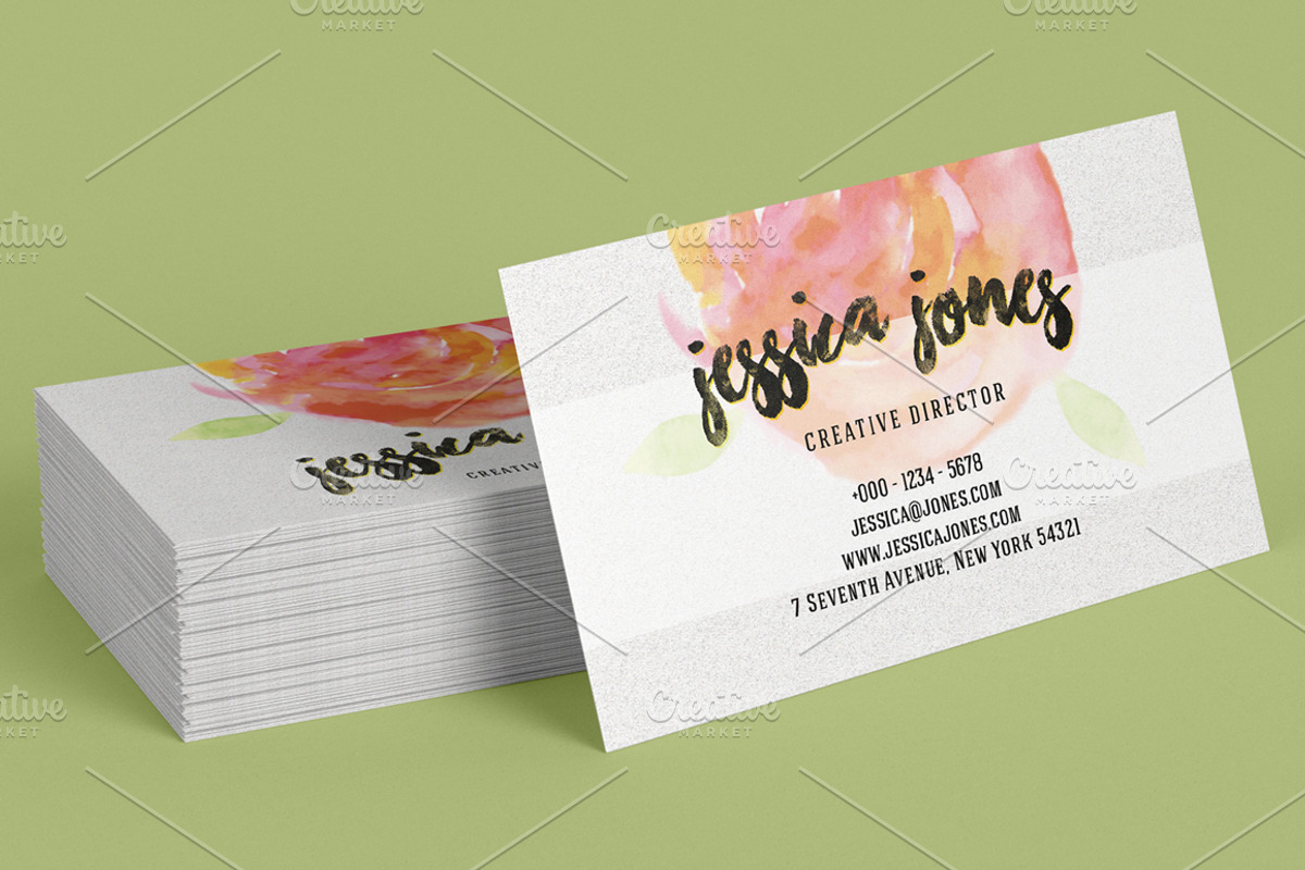 Watercolor Creative Business Card, a Business Card Template by land art (Photo 5 of 10)