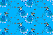 Hummingbirds and flowers, a Pattern Graphic by sovarina (Thumbnail 1 of 7)