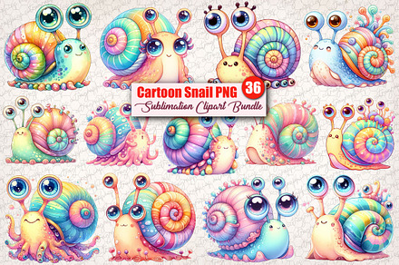 Watercolor Cartoon Snail Clipart, an Illustration by CitraGraphics