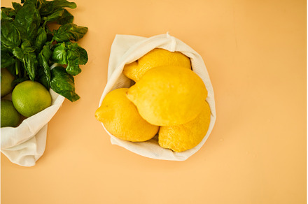 Fresh produce in eco-friendly bags