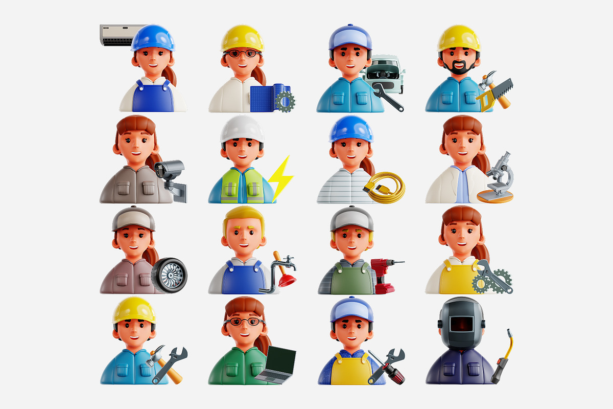 Technician 3D Icon Set, an Object 3D Model by Eklip Studio (Photo 2 of 2)