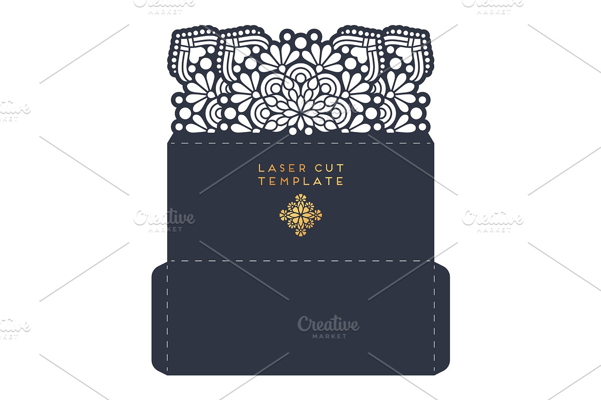 Vector wedding card laser cut template. Vintage decorative elements, a Business Card Template by Tori Shen