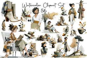 Autumn Watercolor Clipart Set, an Illustration by DreamCafeArt