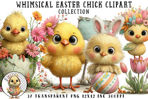 Whimsical Easter Chick Clipart, an Illustration by OK Design