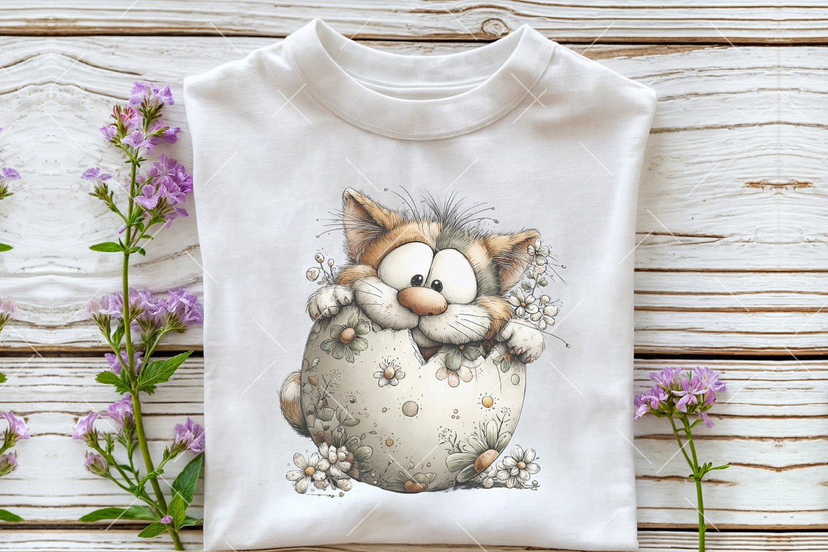 Whimsical Easter Cat Clipart Bundle, an Illustration by OK Design (Photo 4 of 6)