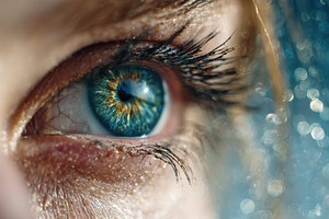 Closeup of a mesmerizing blue eye sp, a Photo by Pixeness Studio