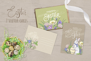 7 Easter Cards Vector