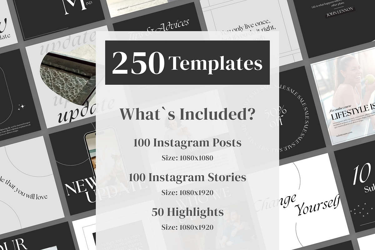 Dark Instagram templates Canva, a Social Media Template by VeliusCreativeStudio (Photo 2 of 8)