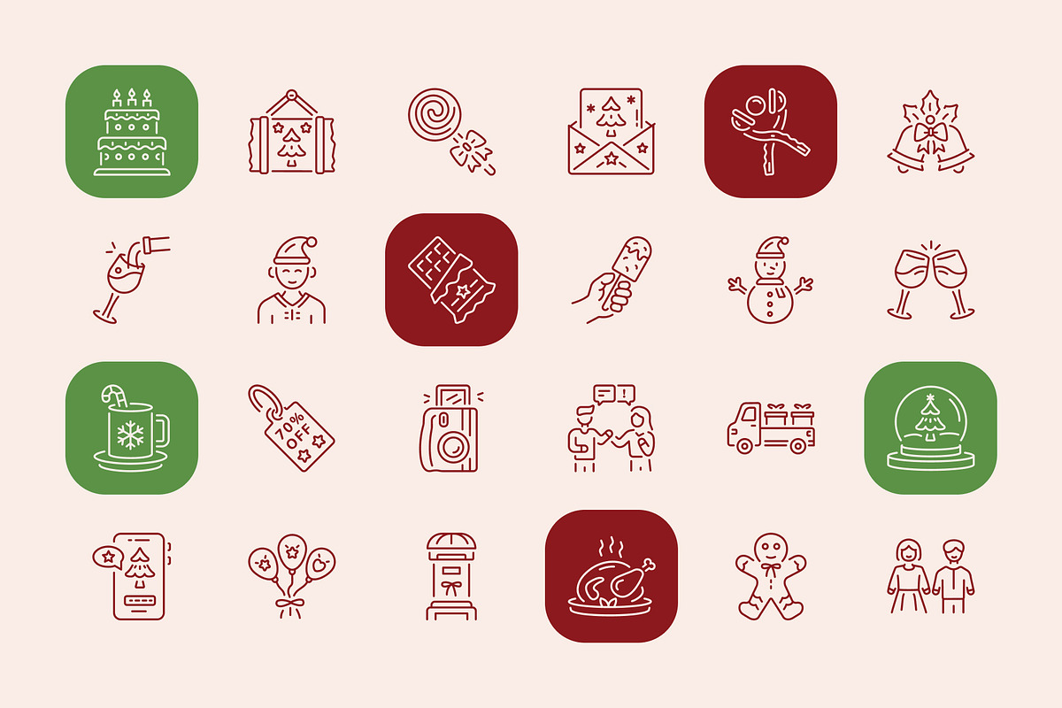 Animated Christmas Icons Art Set, an Outline Icon by Prosymbols (Photo 3 of 4)