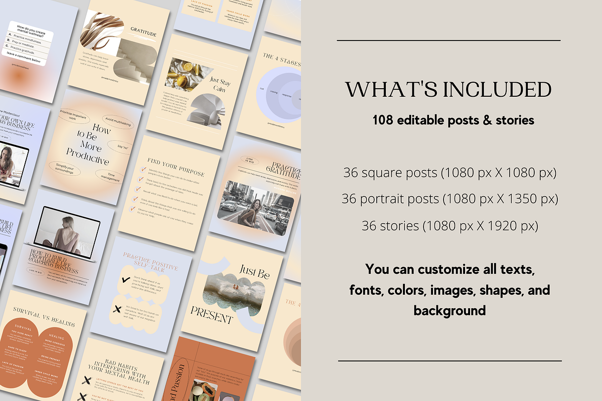 Gradient Design Canva Instagram Pack, a Social Media Template by Guavamelo Studio (Photo 2 of 12)