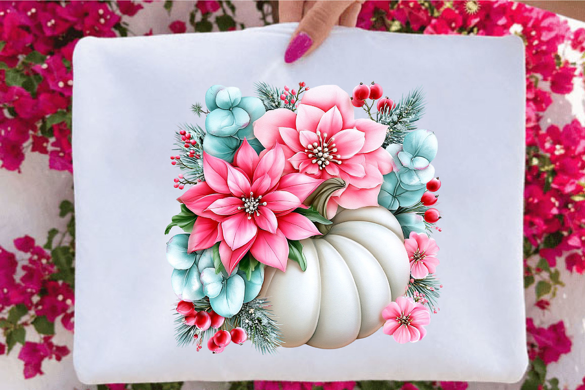 Christmas Flower Pumpkin Clipart PNG, a Seasonal Illustration by SVGArt (Photo 5 of 5)