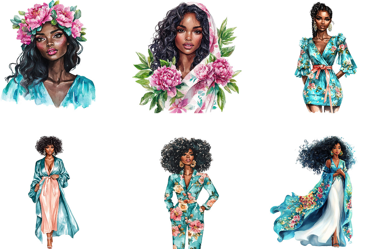 Black Girl Watercolor Sublimation, a Seasonal Illustration by Designking (Photo 3 of 5)