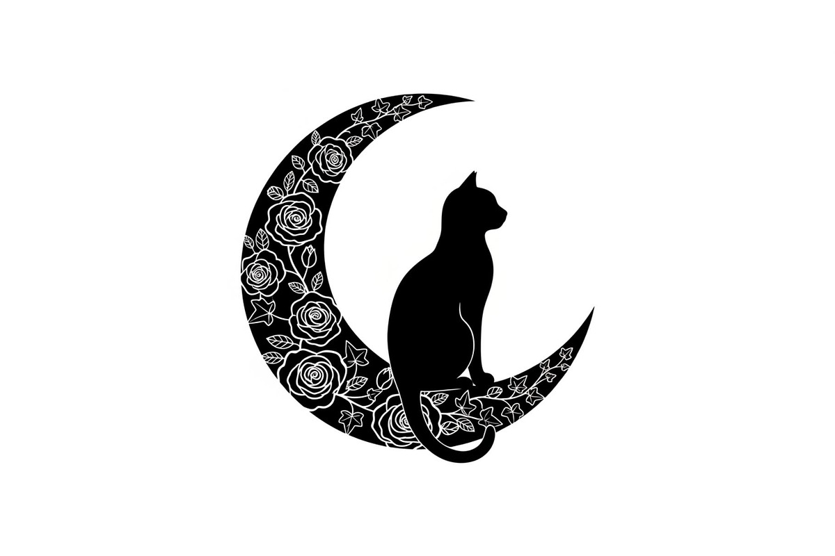 Cat on Crescent Moon Bundle, an Illustration by jahid234 (Photo 15 of 31)