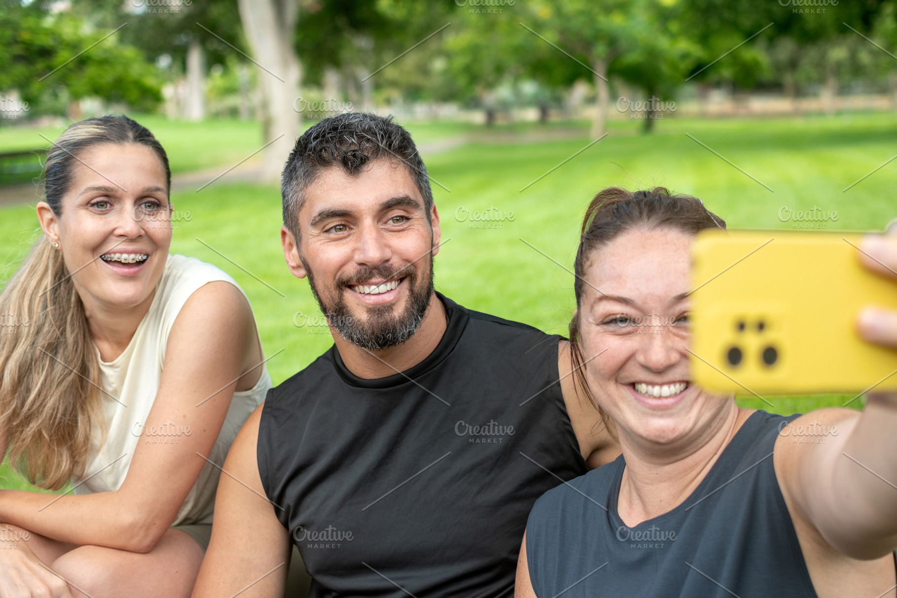 Friends taking selfie together after outdoor workout, a Sports & Recreation Photo by etorres69