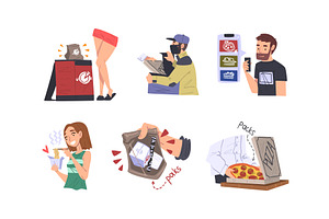Delivery Service of Takeaway Food, a Person Illustration by TopVectors