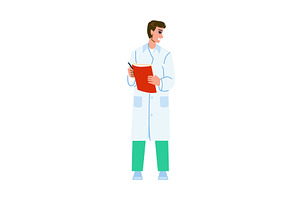 Smiling doctor taking notes on, a Healthcare Illustration by pikepicture