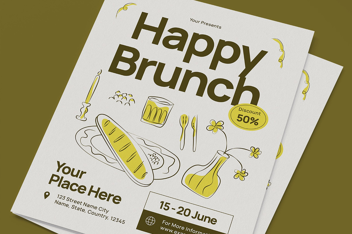 Happy Brunch Flyer, a Flyer Template by graphicook (Photo 2 of 3)