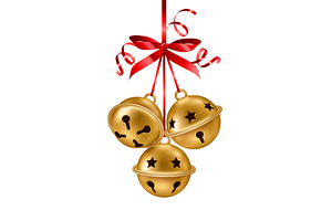 Gold jingle bells hanging, an Object Illustration by kotoffei
