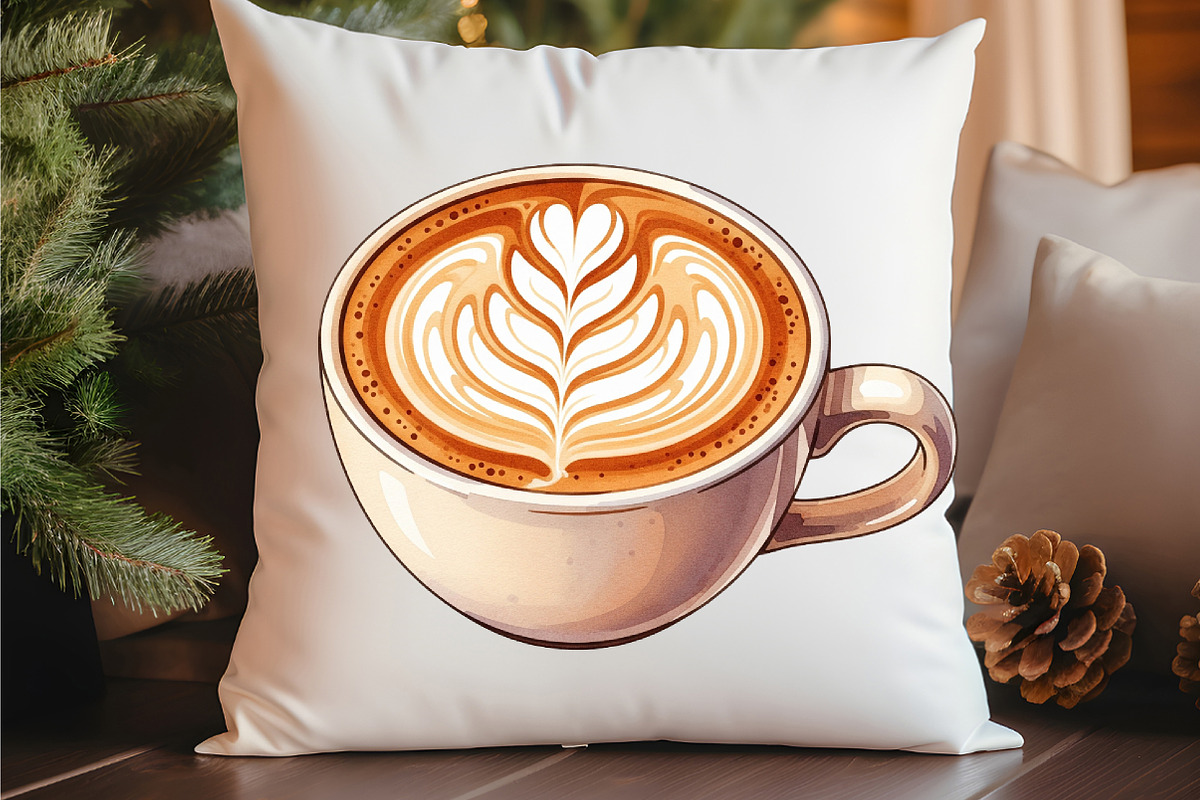Vintage Autumn Coffee Clipart, an Illustration by Watercolor design (Photo 4 of 6)