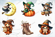Cute Halloween Witch Clipart, a Graphic by designcity5 (Thumbnail 3 of 5)