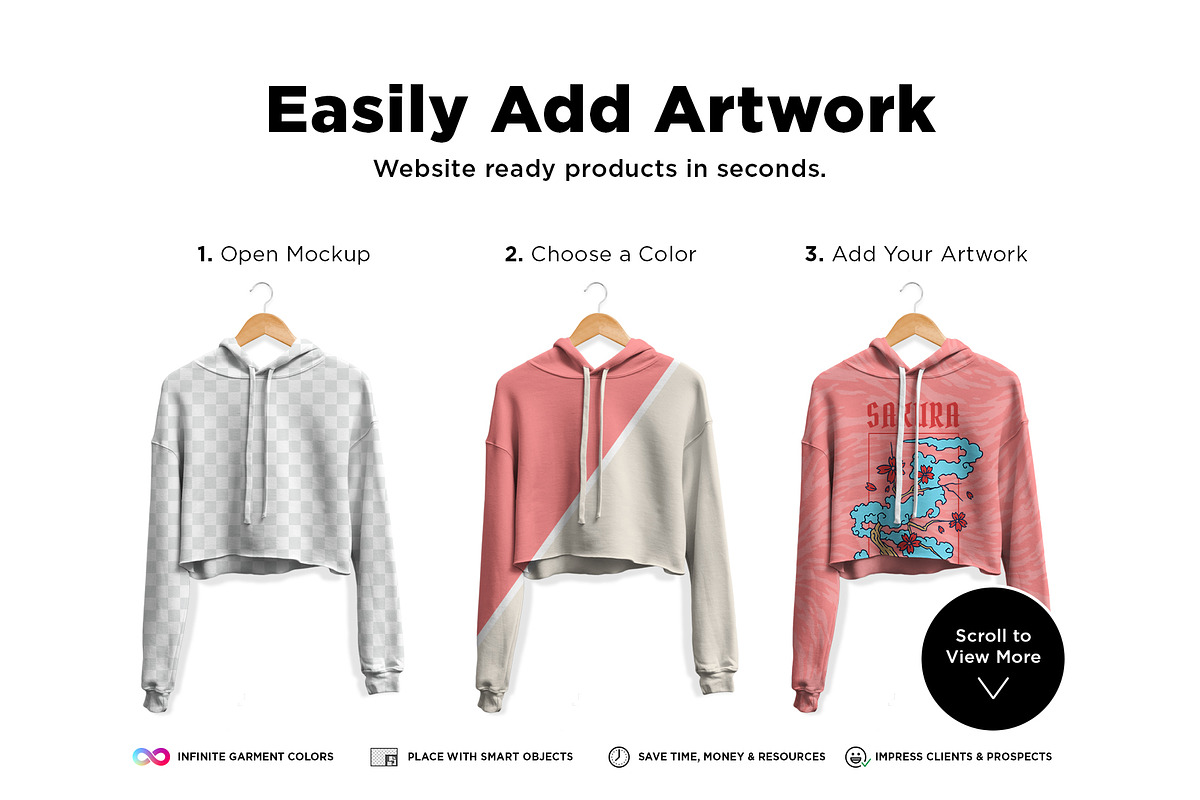 Crop Top Hoodie Mockup, a Hoody Mockup by DesignSupply Co. (Photo 3 of 10)