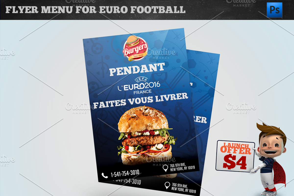 UEFA EURO 2016 - BURGER FLYER, a Flyer Template by Studio 19 (Photo 1 of 3)