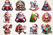 Cute Santa Watercolor Clipart, an Illustration by RobertsArt (Thumbnail 3 of 5)