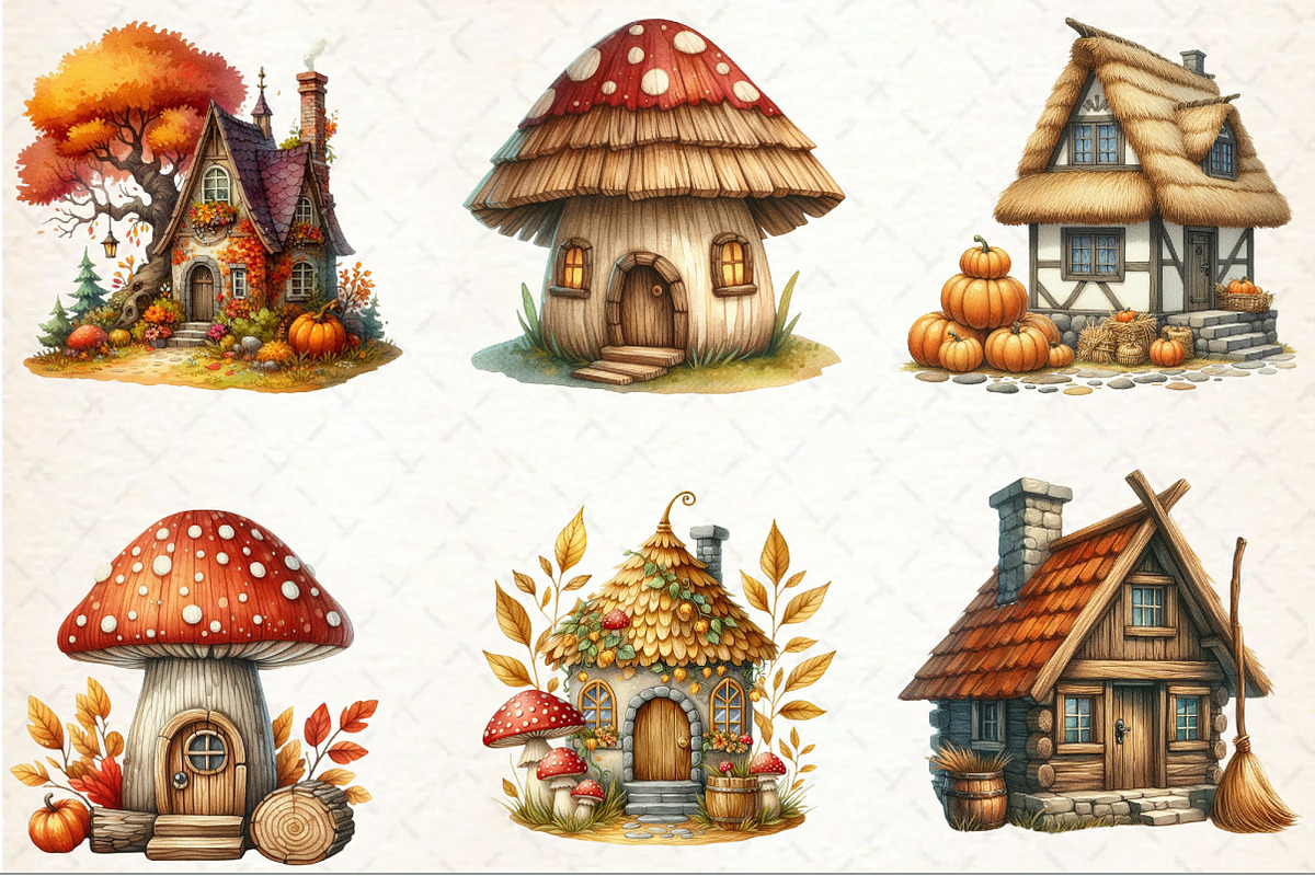 Whimsical Autumn House Clipart, an Illustration by Rose Art (Photo 3 of 7)