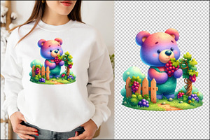 Bear In Grape Garden Clipart