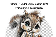 Whimsical Baby Animal Watercolor png, an Illustration by one-touch (Thumbnail 6 of 18)