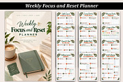 Weekly Focus & Reset Planner, a Stationery Template by Designmela01 (Thumbnail 1 of 5)