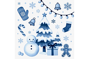 Christmas Winter Blue Snow clipart, a Seasonal Illustration by Creative design (Thumbnail 7 of 7)
