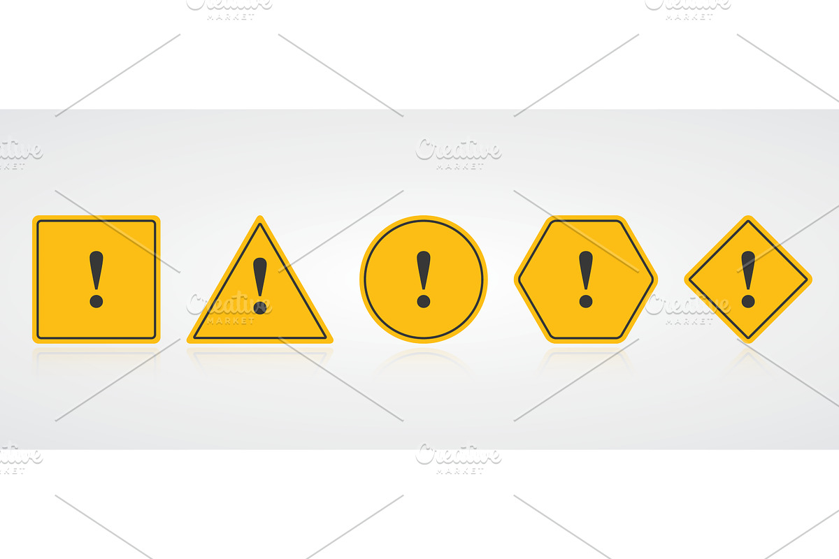 Set of yellow exclamation mark icon, an Object Illustration by Vector Creator