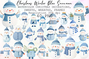 Christmas Winter Blue Snowman Clipar, an Illustration by Sublimation Artist (Thumbnail 1 of 6)