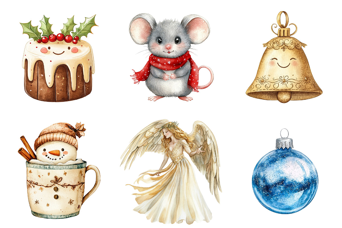 Watercolor Christmas Characters, a Seasonal Illustration by CitraGraphics (Photo 3 of 7)