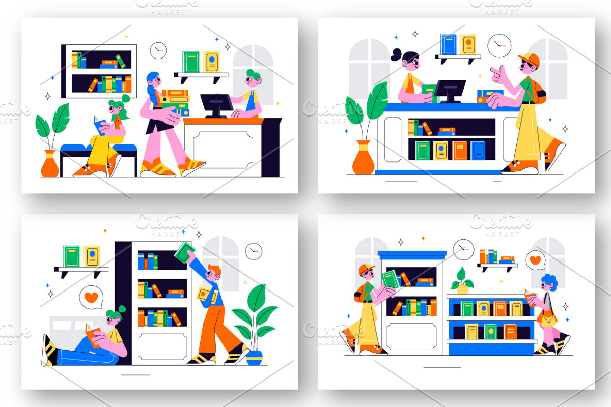 10 Book Store Illustration, an Education Illustration by denayunebgt (Photo 3 of 4)