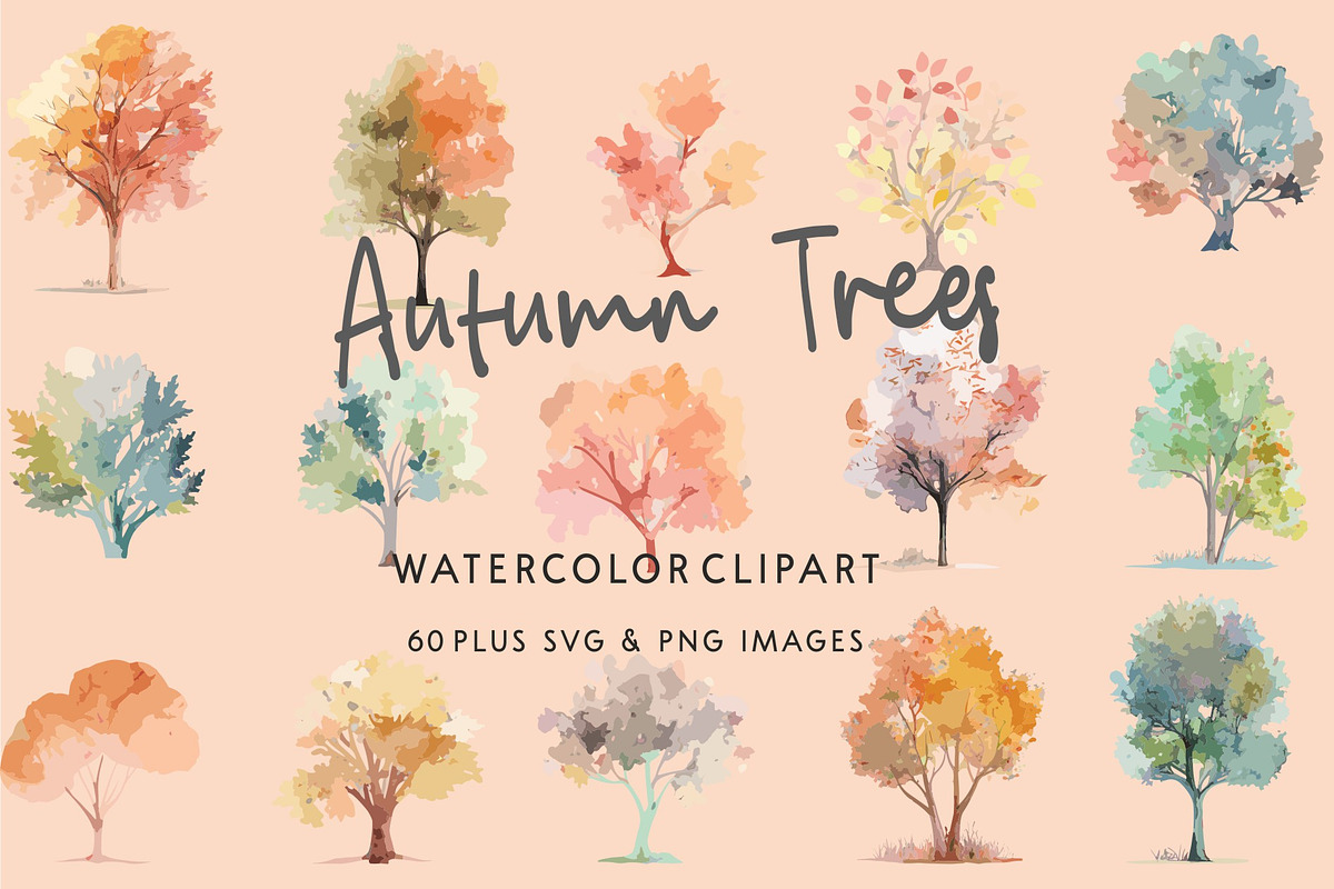 Autumn Trees Watercolor 90 SVG Image, a Seasonal Illustration by Image Design (Photo 1 of 5)