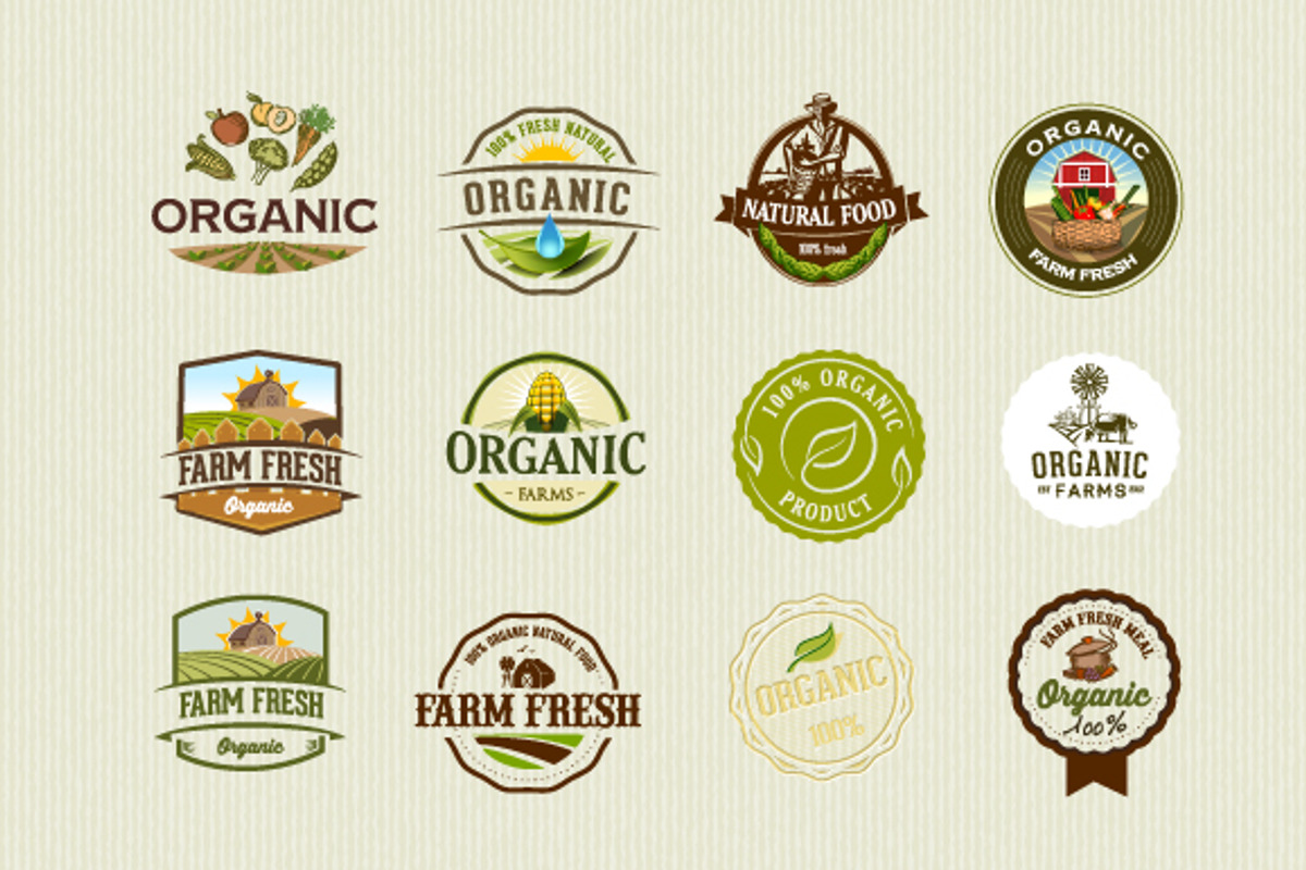 36 Organic Food Labels and Badges, a Food Illustration by comica81 (Photo 4 of 4)